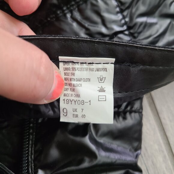 GLOBALWIN Black Quilted Knee-High Block Heel Winter Boots Women’s Size 9 - Picture 6 of 10